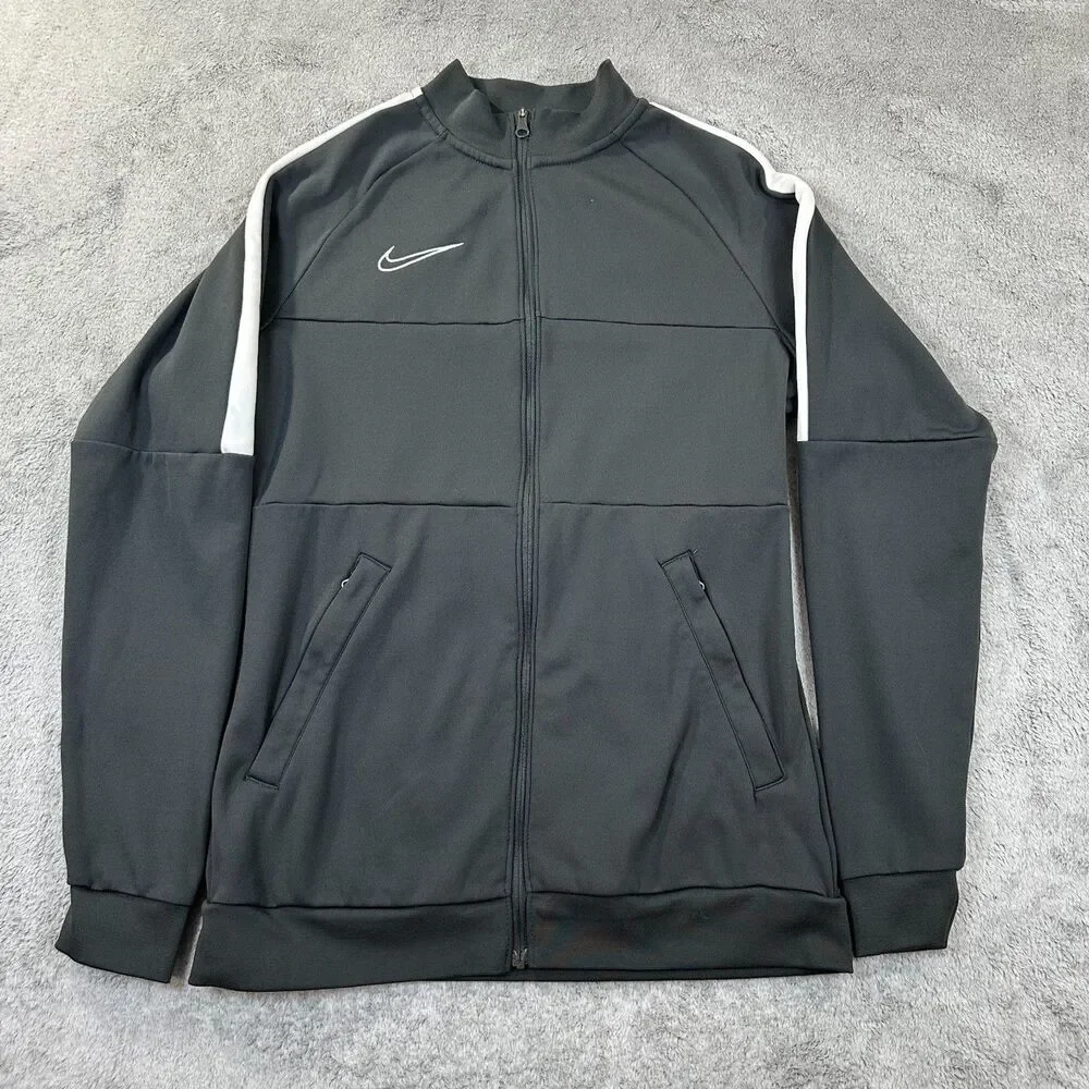 Nike Track Jacket Youth Dri-FIT Full Zip Black White Stripe Size S